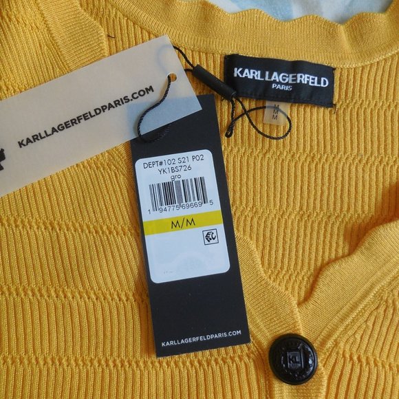 Karl Lagerfeld Yellow Short Sleeve Sweater (M) - Picture 2 of 2